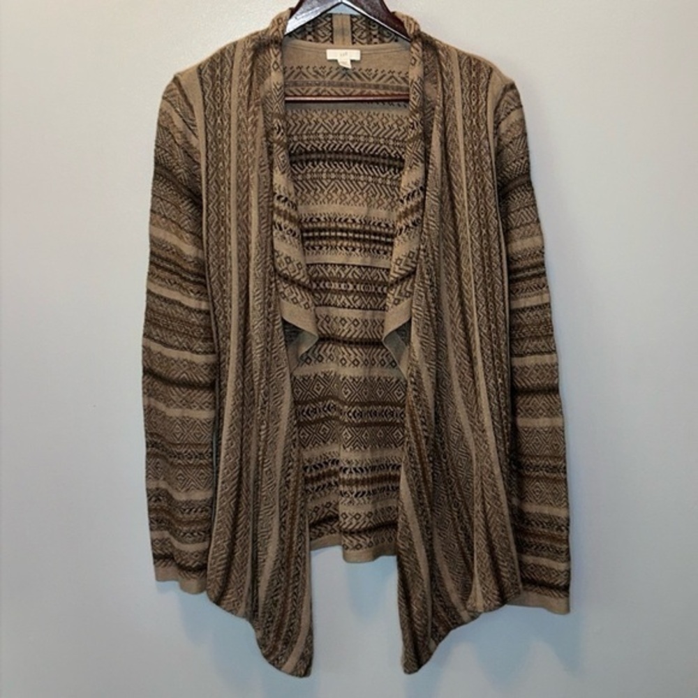 J. Jill Open Front Knit Cardigan Tan & Brown Size M‎ Petite